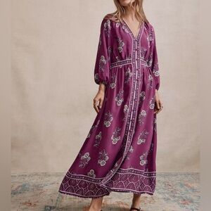 LOFT Plum Floral Maxi Dress
